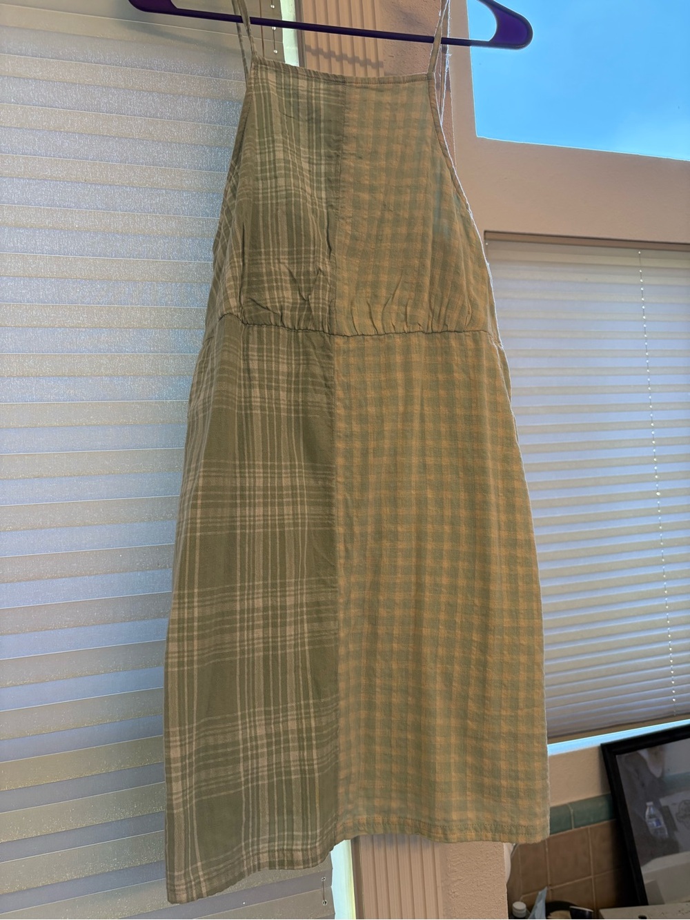 American Eagle Outfitters Green Plaid Mini Dress
